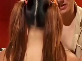 Gorgeous teen slides a fat cock in shaved snatch and rides
